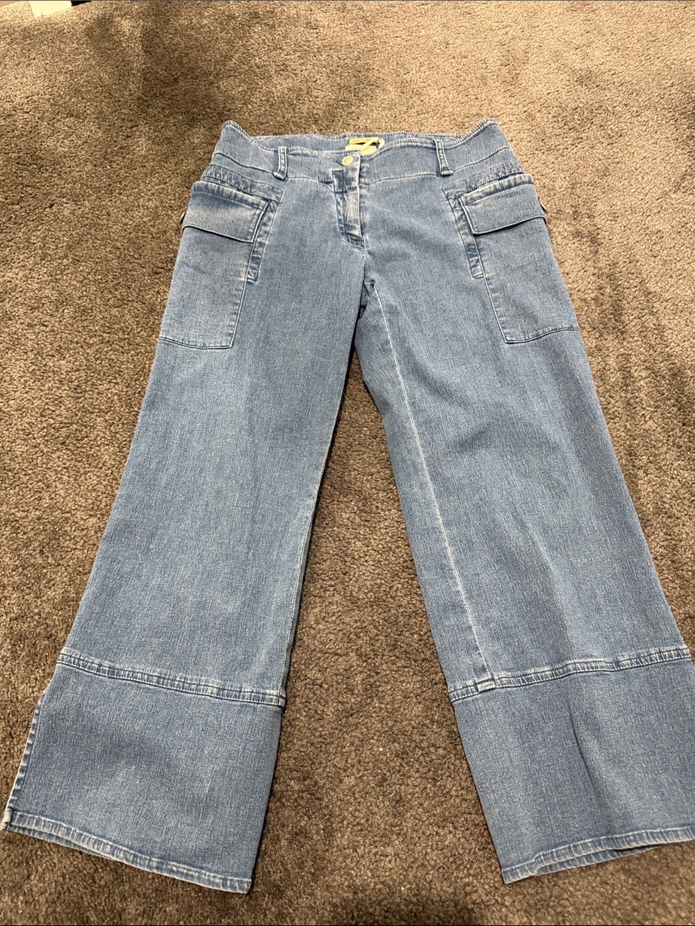 Max Studio Light Blue Wide-Leg Cargo Jeans